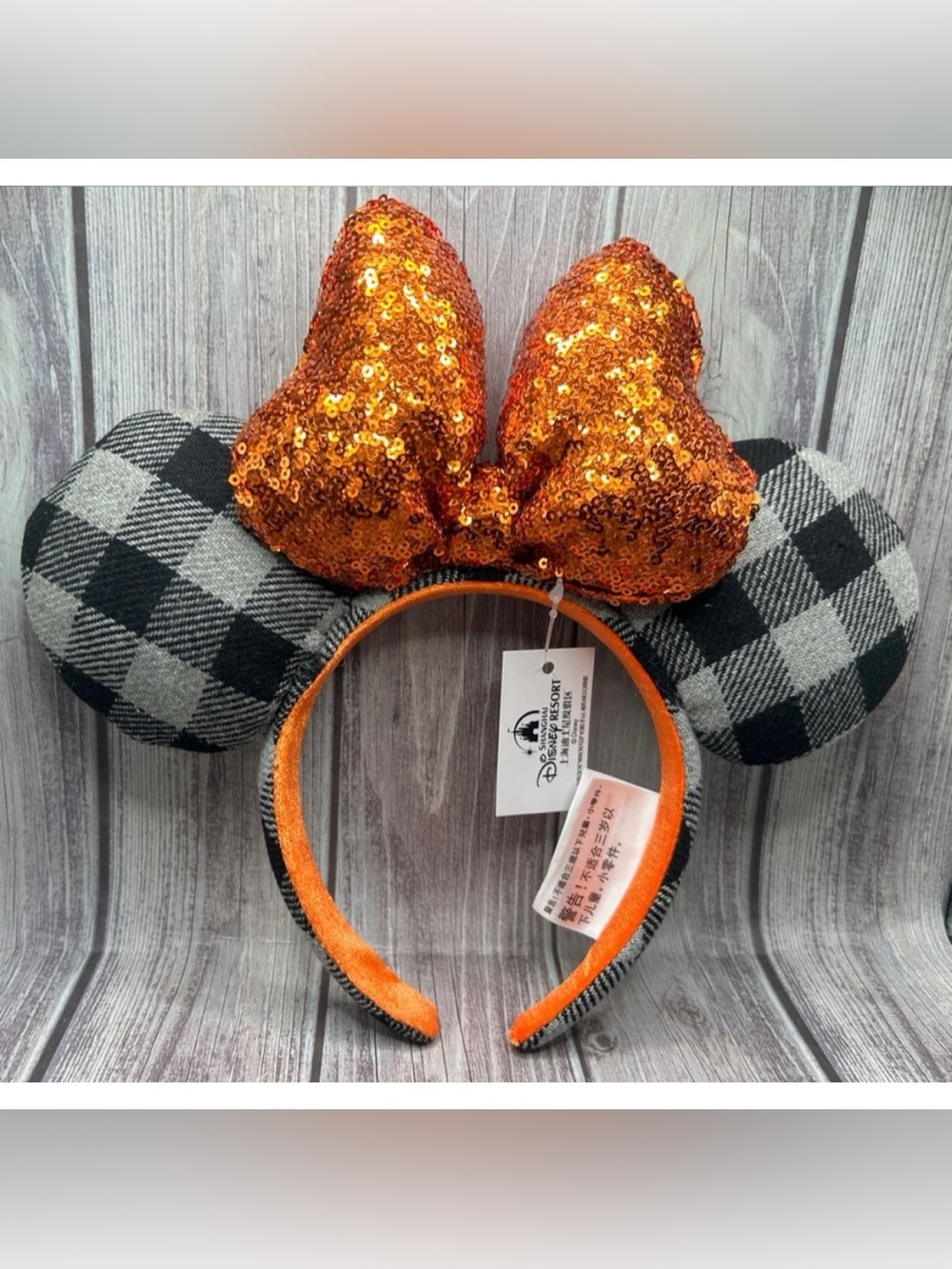🎃NWT Disney Parks Halloween Houndstooth Mickey Minnie Mouse Ears Headband 2022